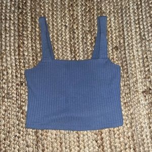 Blue cropped american eagle shirt